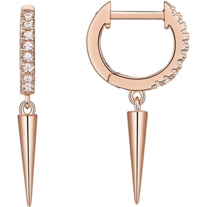 PAVOI 14K Gold Plated S925 Sterling Silver Post Lightweight Drop/Dangle Huggie Earrings for Women | Star, Lock, Butterfly, Moon, Lightning | Dainty Earrings(Rose Gold)