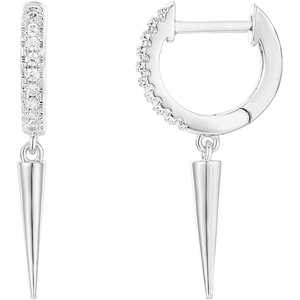 PAVOI 14K Gold Plated S925 Sterling Silver Post Lightweight Drop/Dangle Huggie Earrings for Women | Star, Lock, Butterfly, Moon, Lightning | Dainty Earrings(White Gold)