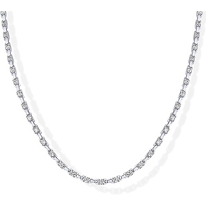 PAVOI 14K Gold Plated Simulated Diamond Tennis Necklaces for Women – Classic Tennis Chain – Timeless Station Round and Pear Cubic Zirconia Stones Choker Necklace(Station)