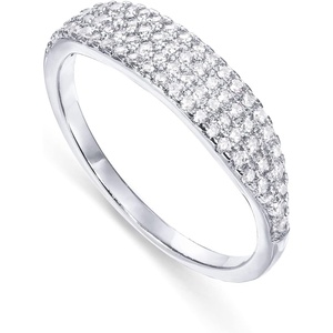 PAVOI 14K Gold Plated Slim Signet Ring with Sparkling Cubic Zirconia | Lightweight Dainty Statement Rings for Women | Everyday Jewelry(White Gold)