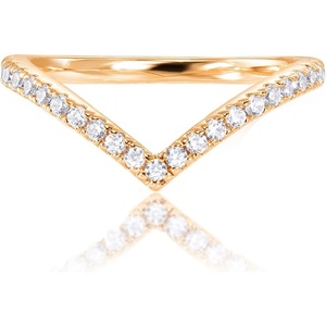 PAVOI 14K Gold Plated Sparkling Wishbone ‘V’ Ring for Women with Cubic Zirconia(Yellow Gold)