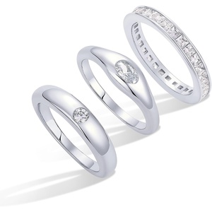 PAVOI 14K Gold Plated Stackable Rings for Women – Dainty Stackable Gold Ring Set of Three with Cubic Zirconia Multi-Bands – Trendy Fashion Jewelry(White Gold)