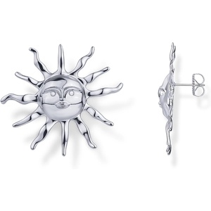 PAVOI 14K Gold Plated Statement Sun Earrings for Women – Chunky Sun Stud Earrings – Big Celestial Studs with Pearls – Trendy Summer Jewelry(White Gold)