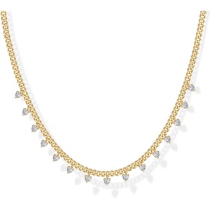 PAVOI 14K Gold Plated Station Necklace – Simulated Diamond Layering Necklaces – Womens CZ Chain(Yellow Gold)