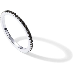PAVOI 14K Gold Plated Sterling Silver Colored CZ Stones Stackable Ring | Simulated Diamond Eternity Bands for Women(White Gold)