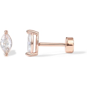 PAVOI 14K Gold Plated Sterling Silver Posts Dainty Mini Multi-Shape Flat Back Stud Earring Pack for Women | Helix Cartilage Piercing Jewelry(Marquise)