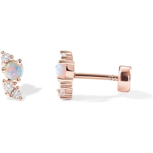 PAVOI 14K Gold Plated Sterling Silver Posts Dainty Mini Multi-Shape Flat Back Stud Earring Pack for Women | Helix Cartilage Piercing Jewelry(Opal)