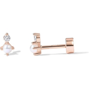 PAVOI 14K Gold Plated Sterling Silver Posts Dainty Mini Multi-Shape Flat Back Stud Earring Pack for Women | Helix Cartilage Piercing Jewelry(Pearl)