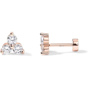 PAVOI 14K Gold Plated Sterling Silver Posts Dainty Mini Multi-Shape Flat Back Stud Earring Pack for Women | Helix Cartilage Piercing Jewelry(Trinity)