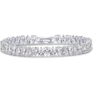 PAVOI 14K Gold Plated Tennis Bracelets for Women – Bridal Gold Tennis Bracelet with Pear Cubic Zirconia – Hypoallergenic Trendy CZ Jewelry – Elegant Bridal Wedding Gift(White Gold)