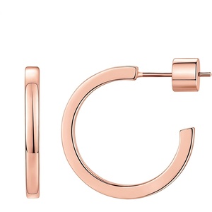 PAVOI 14K Gold Plated Thin Square Edge Open Hoop Earrings for Women | Trendy Lightweight Open Hoops(20 Millimeters)