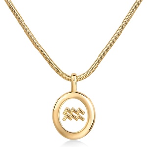 PAVOI 14K Gold Plated Unique Floating Astrology Pendant Necklace for Women – Horoscope Charm Necklace – Dainty Zodiac Gifts(Yellow Gold)