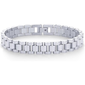 PAVOI 14K Gold Plated Waterproof Watch Strap Chain Bracelet for Women | Two Toned Mixed Metals Stainless Steel Chunky Link Bracelet(White Gold)