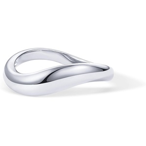 PAVOI 14K Gold Plated Wavy Stackable Ring for Women | Twisted Wave Band | Delicate Eternity Rings(White Gold)
