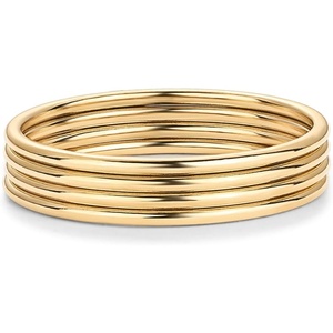 PAVOI 14K Yellow Gold Plated 4 Ring Set for Women | Stackable Thin Rings Set | Size 7