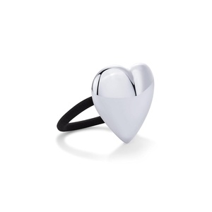 PAVOI 14K Yellow Gold Plated Dome Waterproof Chunky Metal Hair Band Ponytail Holders for Women – Stainless Steel Statement Cuff Fashion Accessories – Stretchy Gold Hair Ties(Heart White Gold)