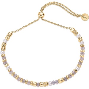 PAVOI 14K Yellow Gold Plated Gemstone Beaded Bracelets for Women – Adjustable Slider Dainty Pearl Bracelet – Boho Festival Pearls, Labradorite, Sodalite, Red Jade, Amazonite Beads – Gold Jewelry Gifts(Labradorite)
