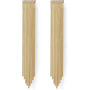 PAVOI 14K Yellow Gold Plated Long Tassel Dangle Earrings for Women | Elegant Rhinestone Chain Chandelier Drop Earrings | Statement Jewelry (Bar, Yellow Gold)