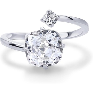 PAVOI 14K Yellow Plated Toi Et Moi 3CT Cushion Cut Cubic Zirconia Stone Wraparound Engagement Promise Ring for Women – Statement Ring(White Gold)