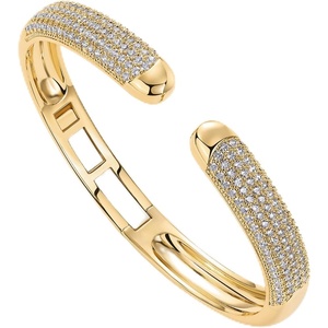 PAVOI 14k Gold Plated Cuff Bracelets | CZ Cuff Gold Bracelets for Women with Premium Pave Setting | Waterproof Hypoallergenic Jewelry | Trendy Elegant Style | Bangle Design(Yellow Gold)