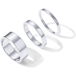 PAVOI 18K Gold Plated 3 Rings Set | Gold Stacking Rings for Women | Stacking Ring Set(White Gold)