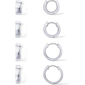 PAVOI 18K Gold Plated 925 Sterling Silver Posts Small Hoop Earrings for Women – Trendy Geometric Plain Chunky Huggie Earscape Piercing Pack – Hypoallergenic Everyday Gold Hoop Earrings Set(4-Piece Set)