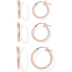 PAVOI 18K Gold Plated 925 Sterling Silver Posts Small Hoop Earrings for Women – Trendy Geometric Plain Chunky Huggie Earscape Piercing Pack – Hypoallergenic Everyday Gold Hoop Earrings Set(Thin Hoops)