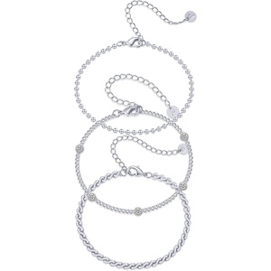 PAVOI 18K Gold Plated Chain Bracelet Pack for Women | Jewelry Set of 5 Stackable Bracelets Paperclip Snake Rope Figaro Beaded Chains(3-Piece Set)