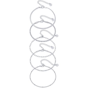 PAVOI 18K Gold Plated Chain Bracelet Pack for Women | Jewelry Set of 5 Stackable Bracelets Paperclip Snake Rope Figaro Beaded Chains(5-Piece Set)