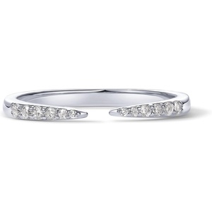 PAVOI 18K Gold Plated Open Eternity Ring | Cubic Zirconia Stacking Bands for Women | Dainty Stackable Rings for Women(White Gold)