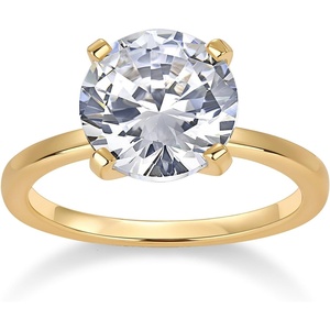PAVOI 18K Sterling Silver Gold Round Cut Solitare 1.5 CT Moissanite Engagement Rings for Women – Moissanite Wedding Band for Women – Stone Promise Rings(Yellow Gold)