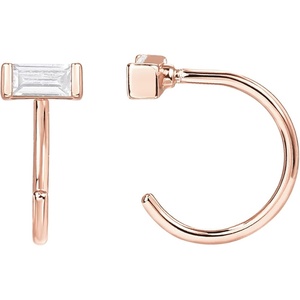 PAVOI 925 Sterling Silver Huggie Half Hoop Earrings | Hypoallergenic Minimalist Tiny Cartilage Earring(Rose Gold)