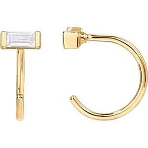 PAVOI 925 Sterling Silver Huggie Half Hoop Earrings | Hypoallergenic Minimalist Tiny Cartilage Earring(Yellow Gold)