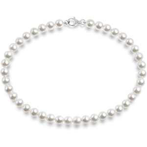 PAVOI 925 Sterling Silver Round Simulated Shell Pearl Necklace Strand | Pearl Choker Necklace | Jewelry for Women(18 Inches)