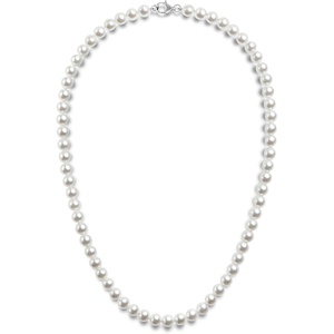 PAVOI 925 Sterling Silver Round Simulated Shell Pearl Necklace Strand | Pearl Choker Necklace | Jewelry for Women(22 Inches)