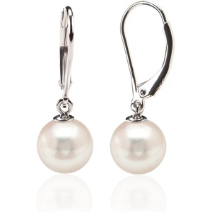 PAVOI 925 Sterling Silver Simulated Shell Pearl Earrings Leverback Dangle Studs(12mm)