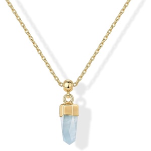 PAVOI Gemstone Gold Charm Necklace for Women – 14K Gold Plated Adjustable Chain Dainty Pendant Gemstone Necklaces with Cute Charms Set – Hypoallergenic Trendy Healing Crystal Pendants(Yellow Gold)