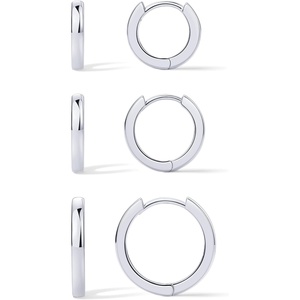 PAVOI Gold Hoop Earrings for Women – 14K Gold Plated 925 Sterling Silver Posts 3 Pairs Hoop Earrings Set for Women – Hypoallergenic Huggie Earring Pack(Plain)