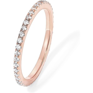 PAVOI Gold Plated Solid 925 Sterling Silver CZ Simulated Diamond Stackable Ring Eternity Bands for Women(1-Pack Rose Gold)