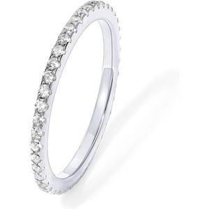 PAVOI Gold Plated Solid 925 Sterling Silver CZ Simulated Diamond Stackable Ring Eternity Bands for Women(1-Pack White Gold)