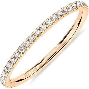 PAVOI Gold Plated Solid 925 Sterling Silver CZ Simulated Diamond Stackable Ring Eternity Bands for Women(1-Pack Yellow Gold)