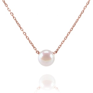 PAVOI Handpicked AAA+ Freshwater Cultured Single Pearl Necklace Pendant | Gold Necklaces for Women(Rose Gold)