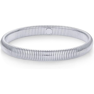 PAVOI Stainless Steel 14K Gold Plated Waterproof Flexible Stretch Chunky Bangle for Women | Cobra Bracelet(White Gold)