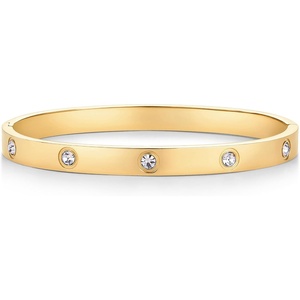 PAVOI Waterproof Bracelet for Women – 14K Gold Plated Bangle with Cubic Zirconia – Stainless Steel Hinge Bracelet Jewelry Gifts(Yellow Gold)