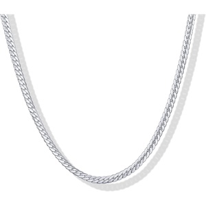 PAVOI Waterproof Chain Necklace for Women – 14K Gold Plated Flat Curb, Herringbone, Snake, Rope, Figaro, Cuban Link & Paperclip Necklace – Trendy Stainless Steel Chain Fashion Jewelry(White Gold)