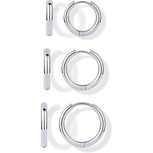 PAVOI Waterproof Hoop Earrings Set for Women – Stainless Steel Multi-Pack with Cubic Zirconia – Small & Chunky Huggie, Thin Hoops, Cascade Graduated Styles – Trendy Fashion Piercing Jewelry(White Gold)