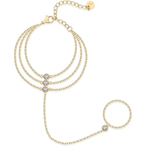 PAVOI Waterproof Layered Hand Chain Bracelet for Women – 14K Gold Plated Loop Chain Dainty Gold Bracelets with Cubic Zirconia – Stainless Steel Adjustable Trendy Summer Fashion Jewelry(Yellow Gold)