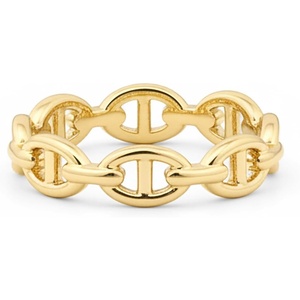 PAVOI Waterproof Link Ring – 14K Gold Plated Link Chain Ring for Women – Stackable Stainless Steel Thin Trendy Jewelry(Yellow Gold)
