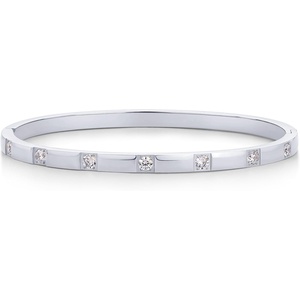 PAVOI Waterproof Thin Love Bracelet for Women – 14K Gold Plated Dainty Love Bangle with Cubic Zirconia – Stainless Steel Hinge Bracelet Jewelry Gifts(White Gold)