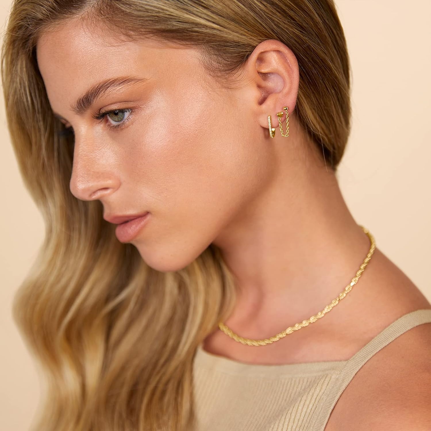 image:imagePAVOI 14K Earrings Chain Connectors 45 Millimeters Yellow Gold30 Millimeters